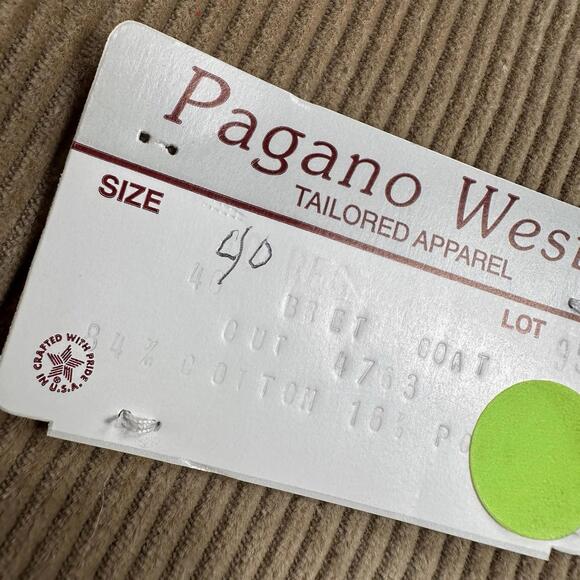 VTG Pagano West Blazer Mens 40R Tan Corduroy Elbow Pad Vertical Smiles NWT USA - Picture 8 of 9